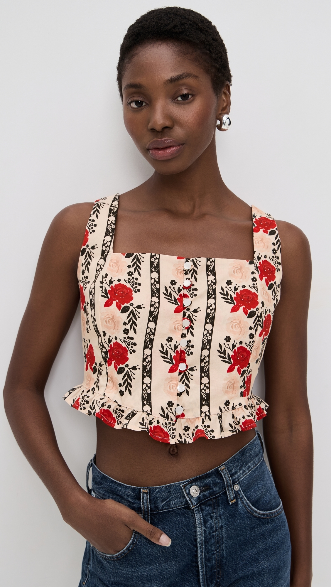 The Slilent Front Bustier Top Beige Laced In Bloom