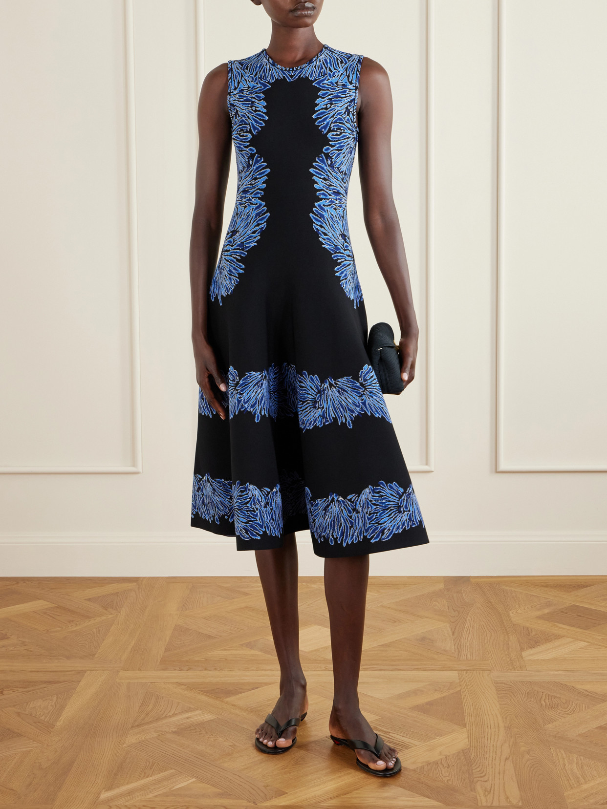 Iona Jacquard-knit Midi Dress - Blue