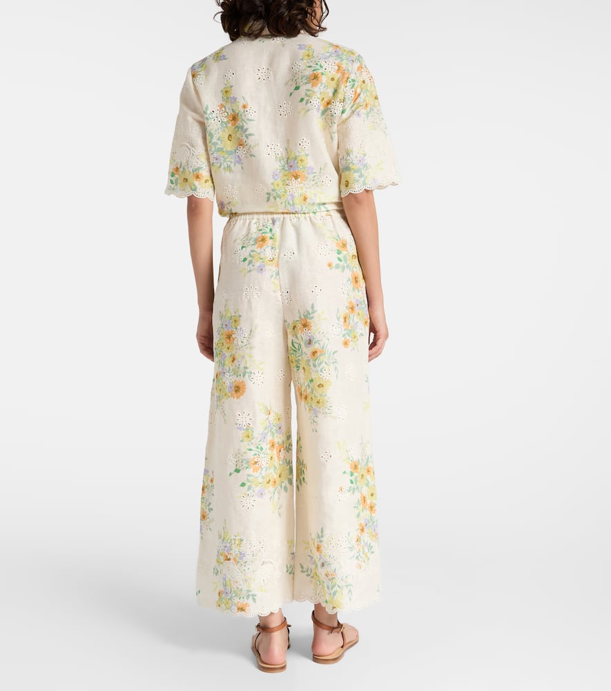 Alémais Juliette floral linen wide-leg pants