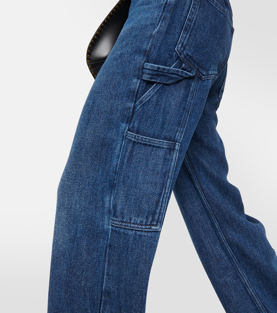 High-rise denim cargo pants