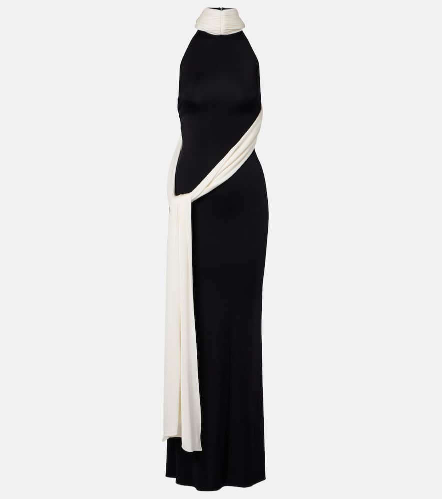 Leia scarf-detail halterneck gown