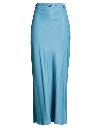 Woman Maxi skirt Azure Size 6 Rayon, Viscose, Linen