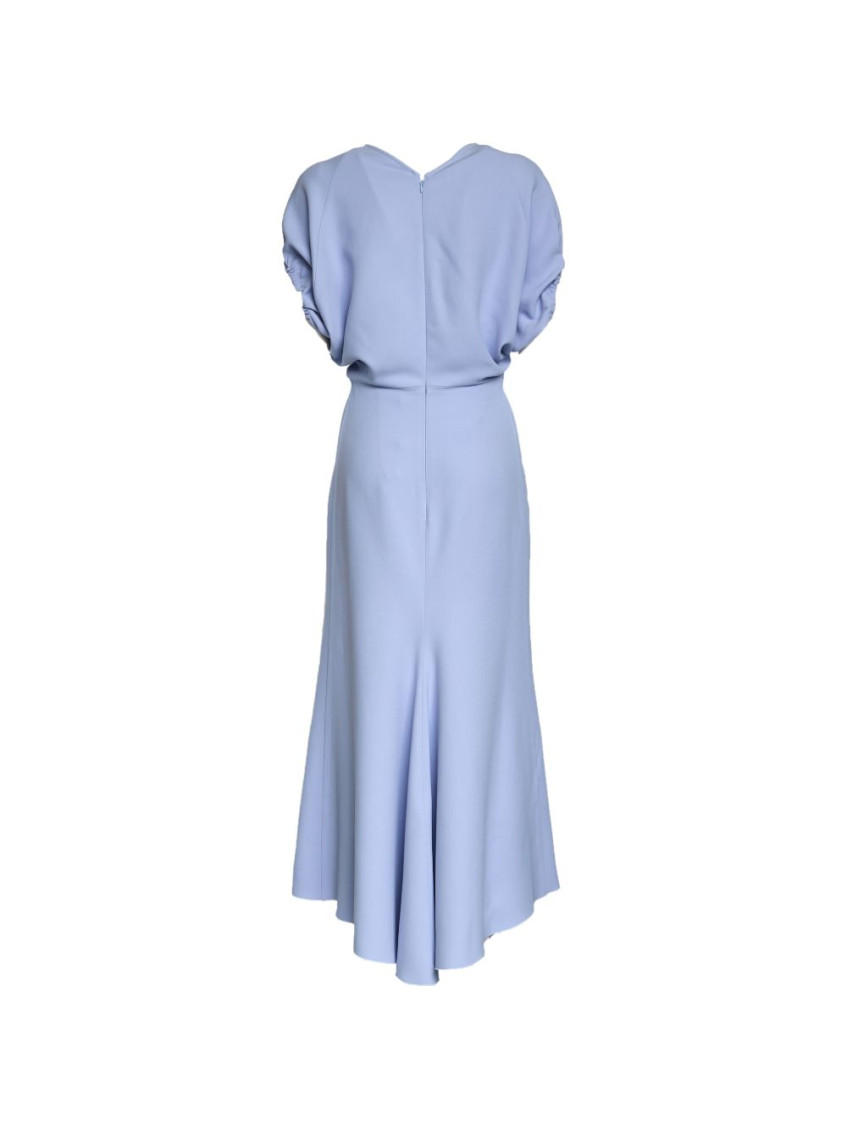 Light Blue V-Neck Midi Dress