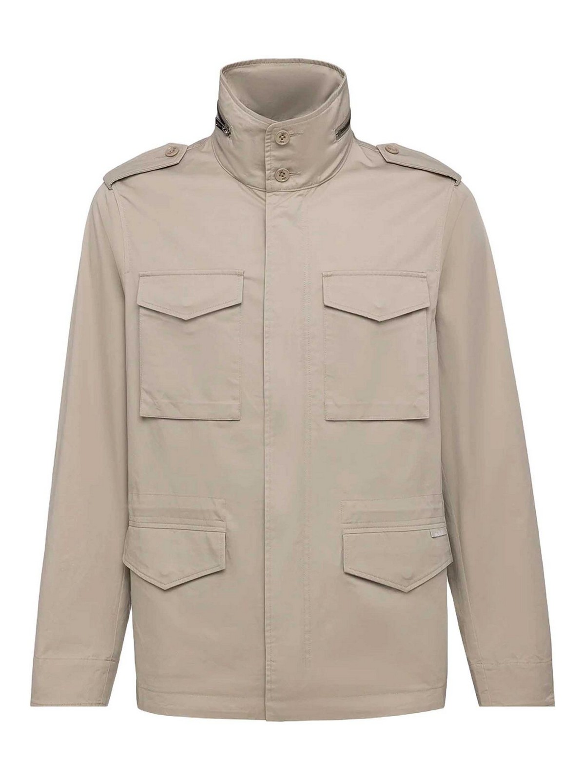 Beige Cotton Casual Jacket
