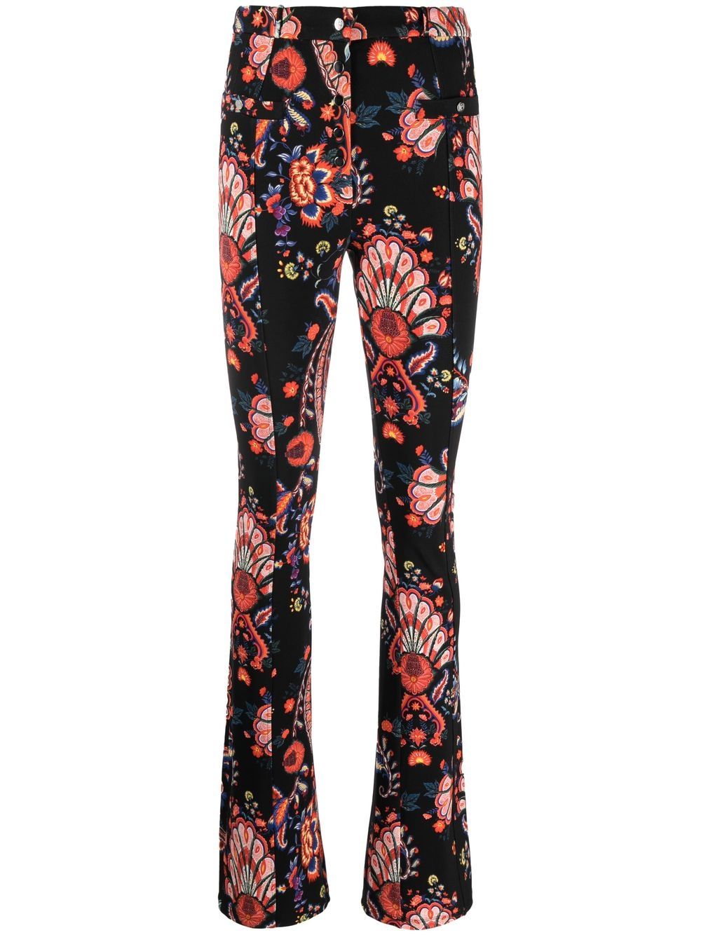 Floral print high-waisted trousers - Black