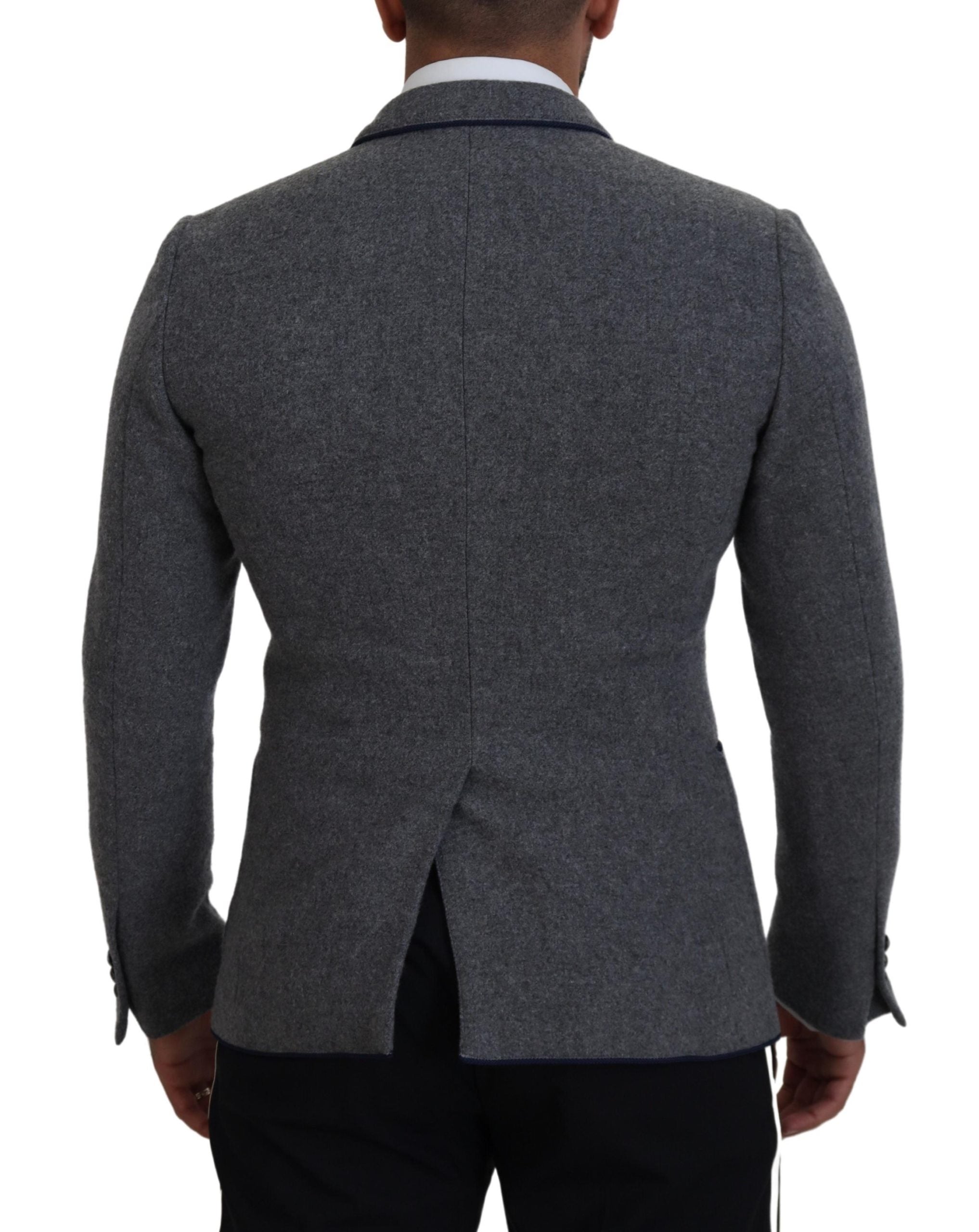 Wool Floral Embroidered Blazer — Gray