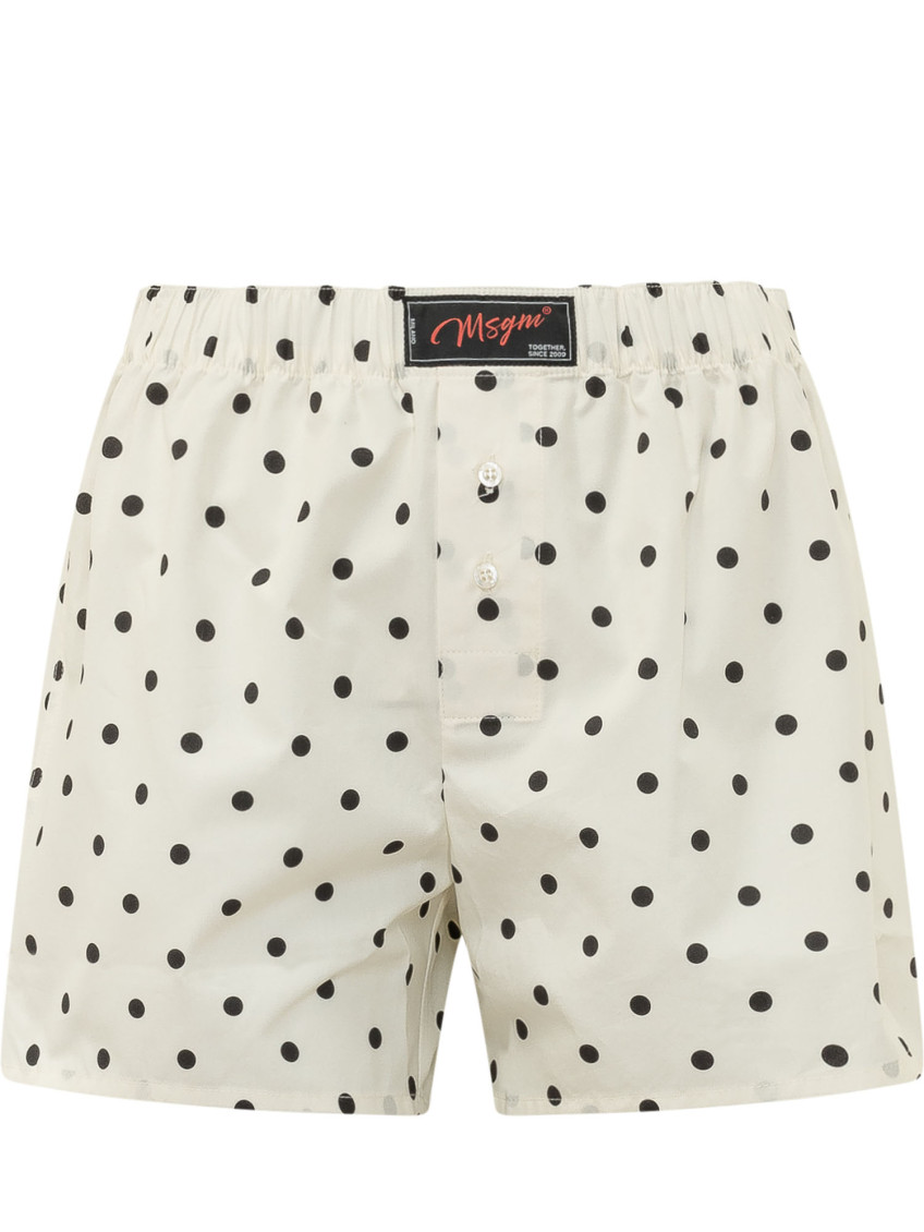 Pois Short - White Bermuda With Polka Dot Design Cotton Men And - Women