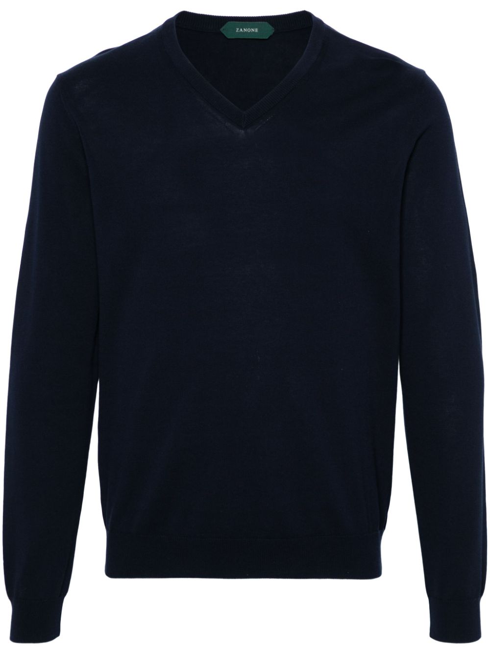 V-neck cotton jumper - Blue