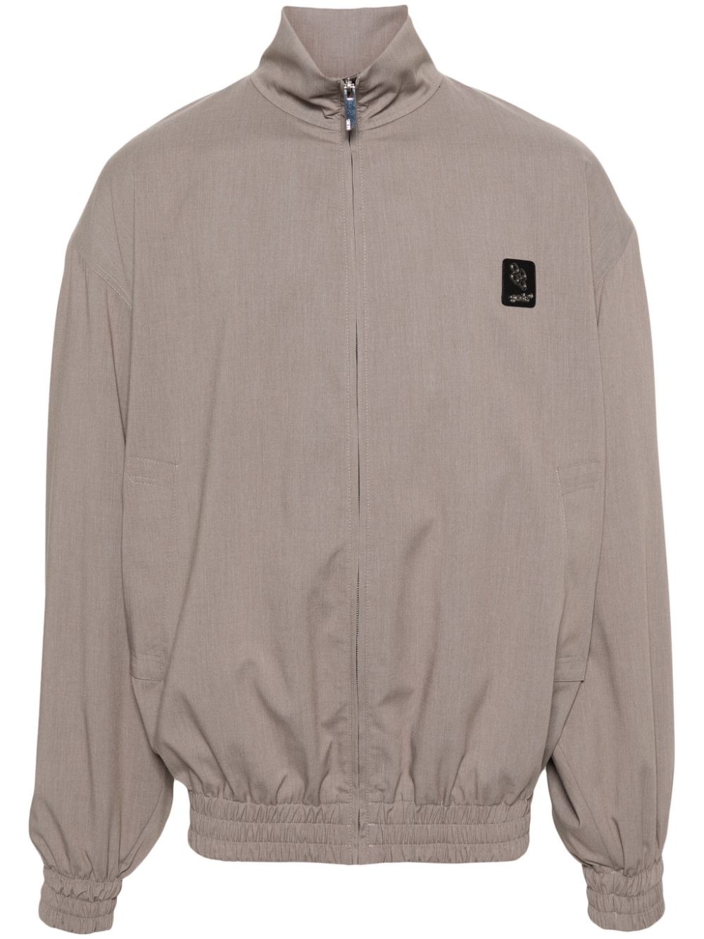 Logo-appliqué drop-shoulder jacket - Grey