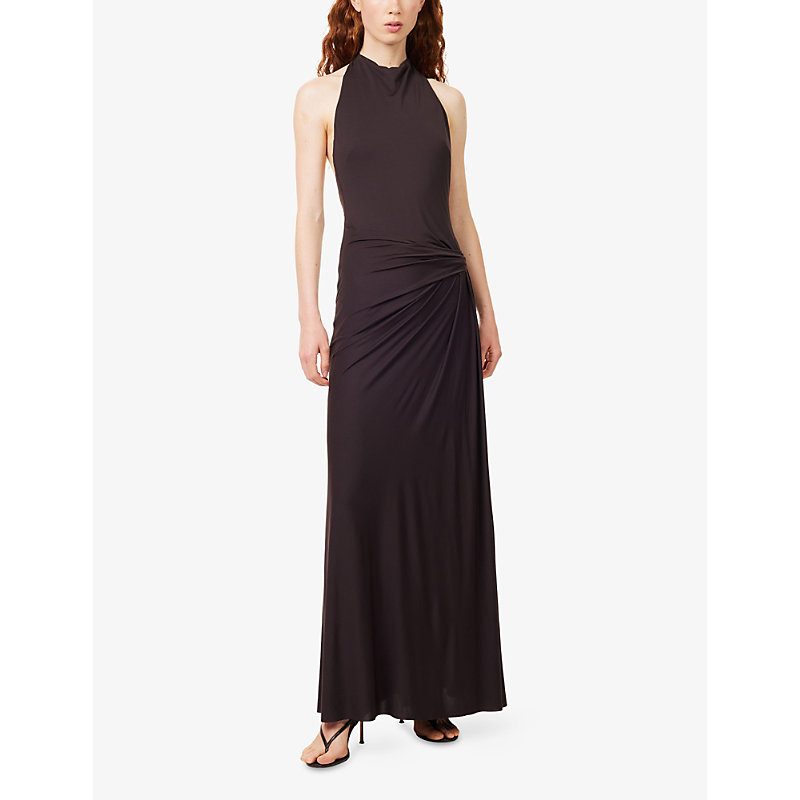 Womens Court Halterneck Stretch-Jersey Maxi Dress