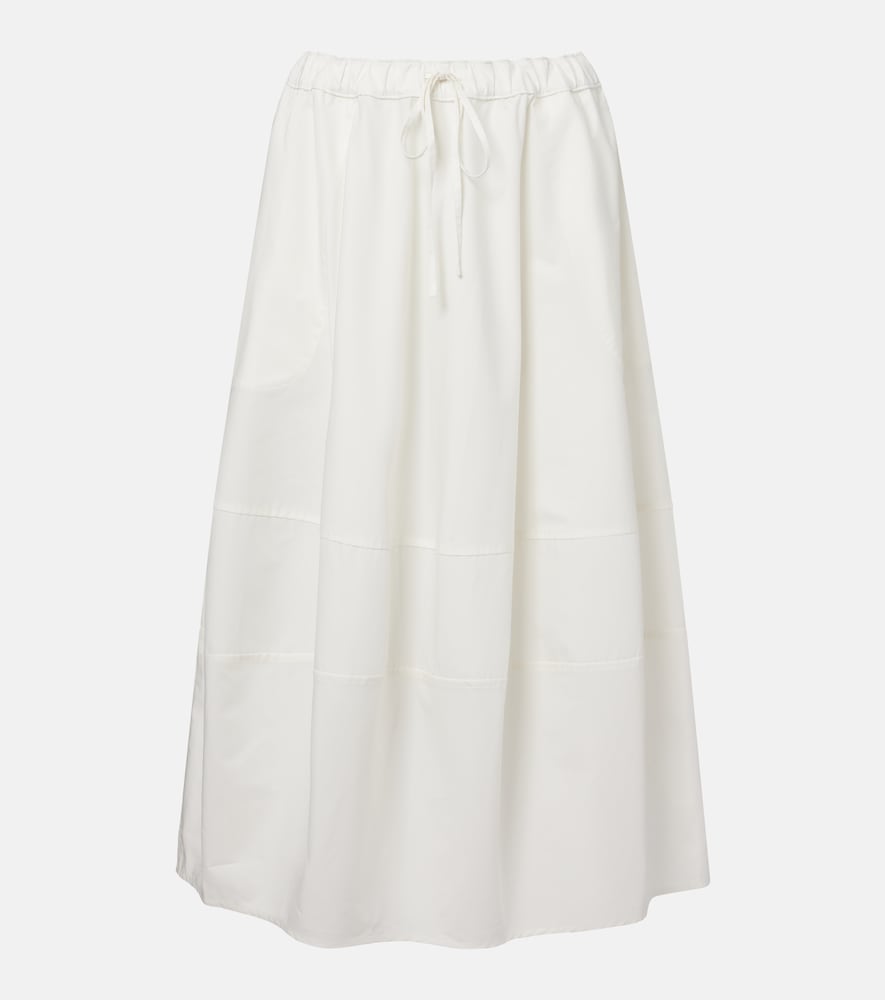 Cotton poplin midi skirt