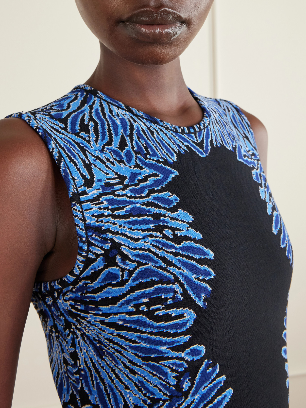 Iona Jacquard-knit Midi Dress - Blue