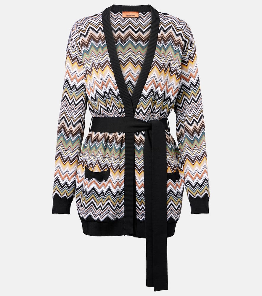 Zigzag belted cardigan