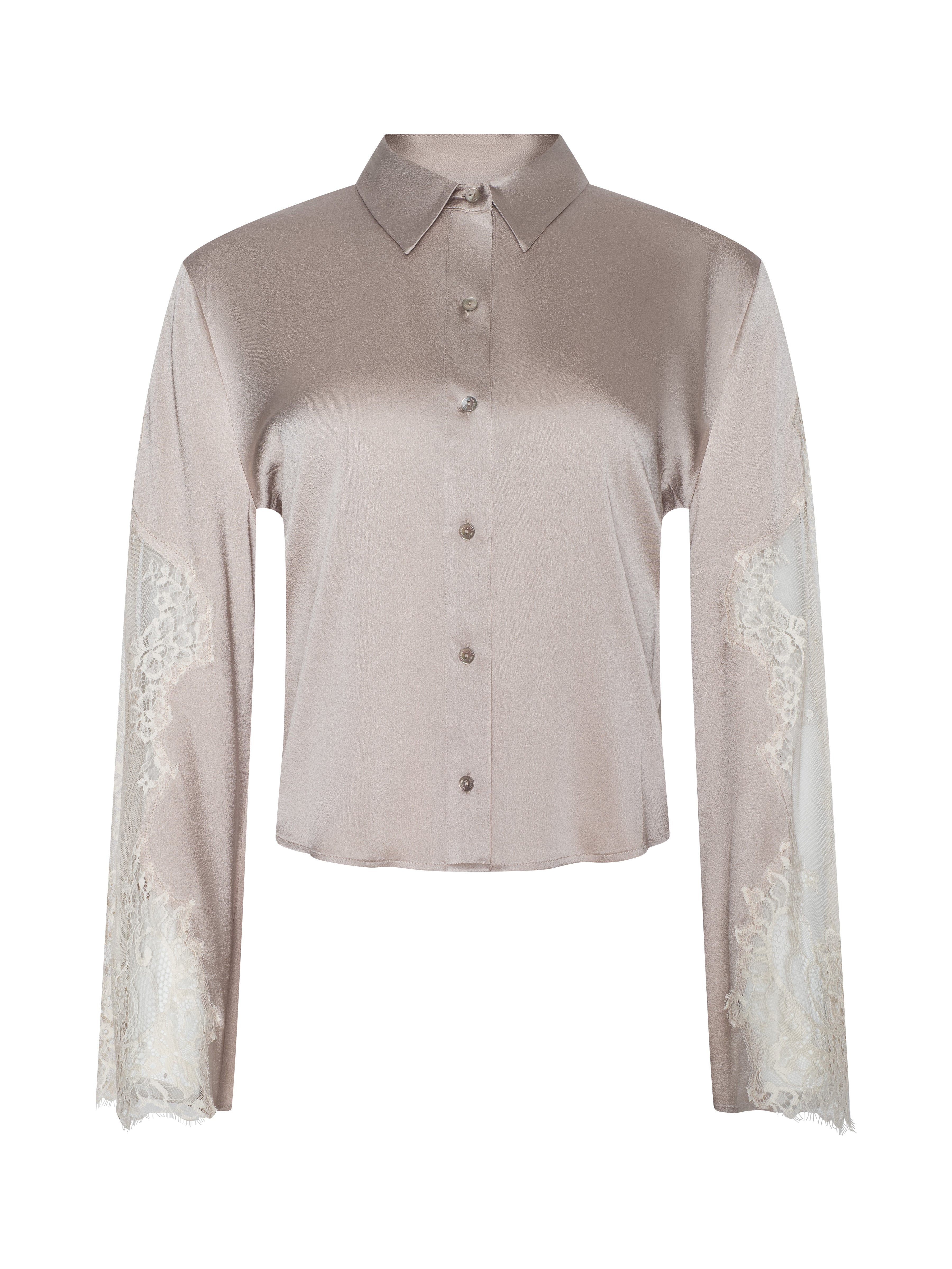 Capri Lace Sleeve Blouse Top In Feather Grey