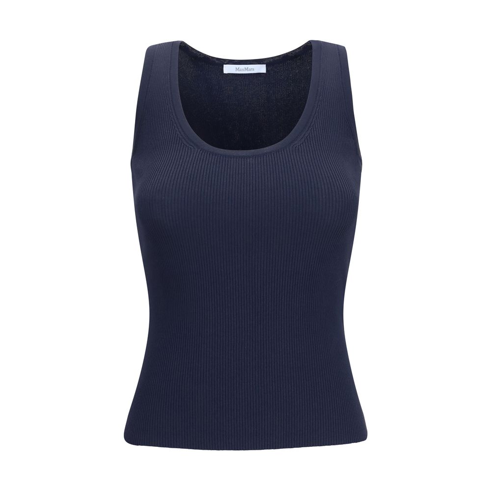 Ribbed Viscose Tank Top — Navy