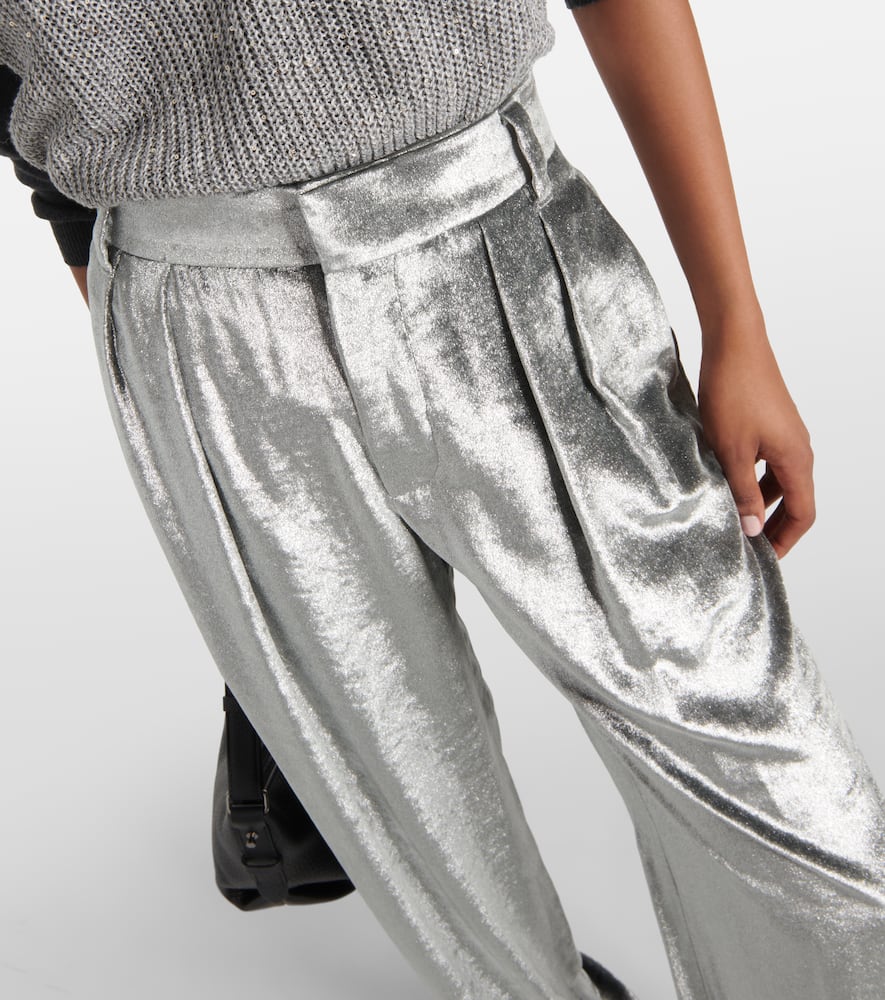 Velvet wide-leg pants