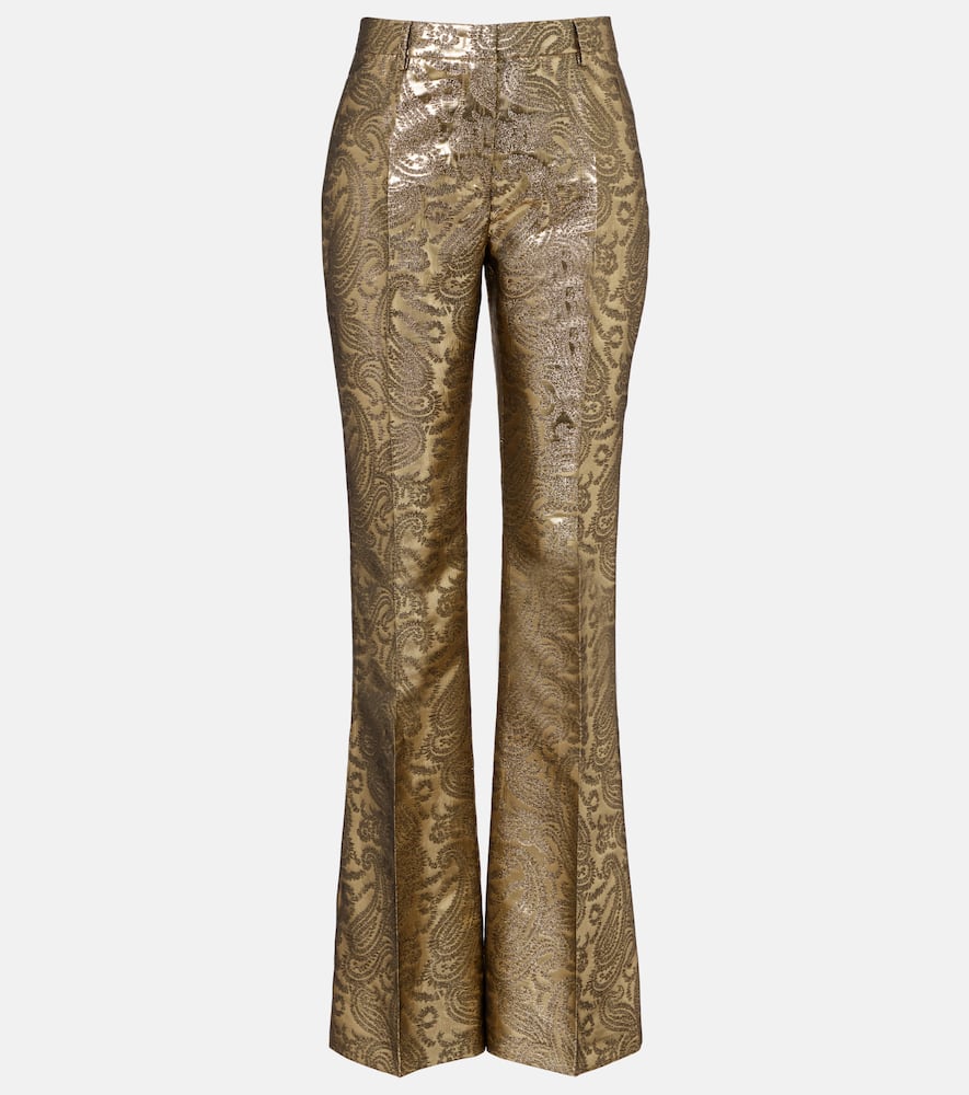 Paisley brocade flared pants