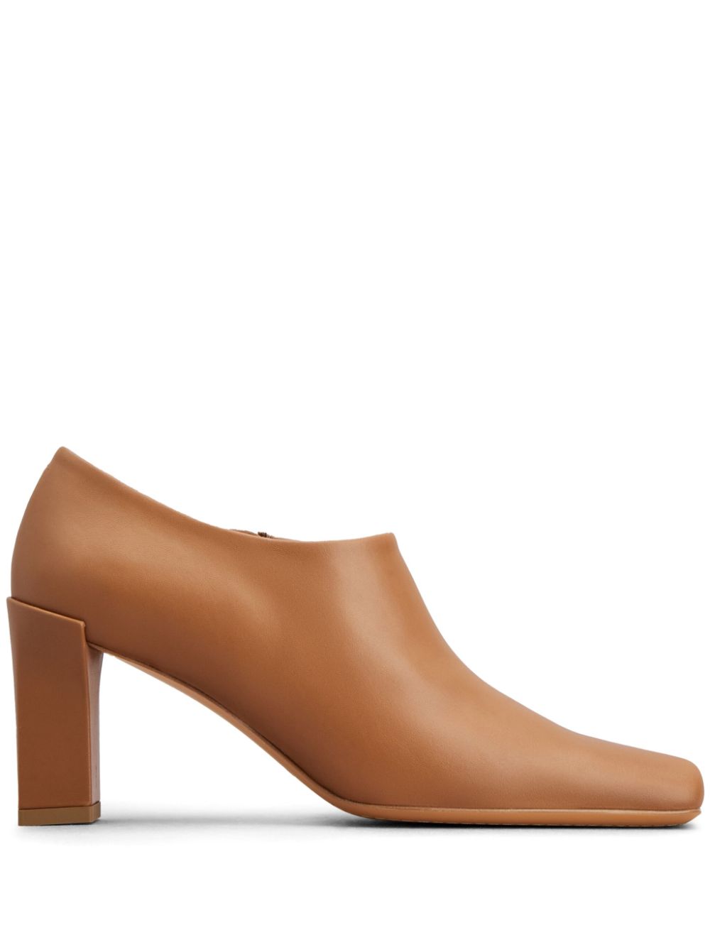 Square-toe 85mm leather boots - Brown