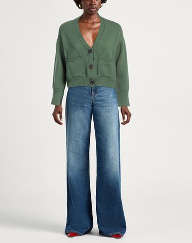 Alpha Studio Woman Cardigan Green Size 4 Merino Wool