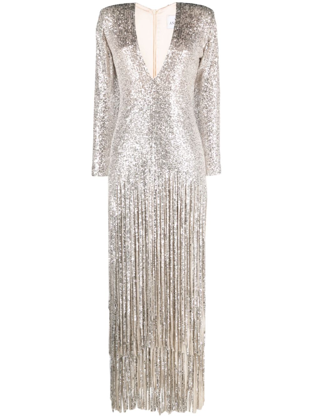 Sequinned fringed gown - Silver