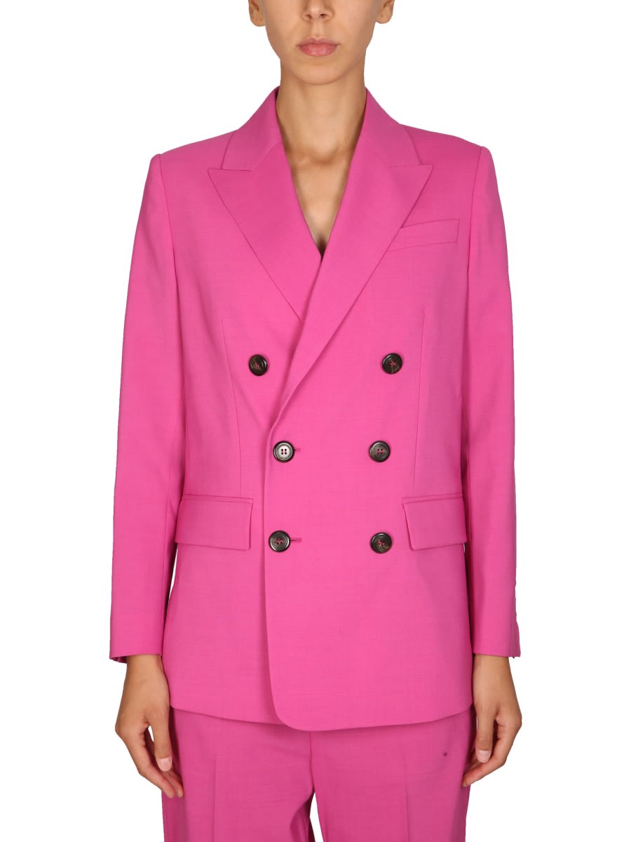 Peak-lapel double-breasted blazer