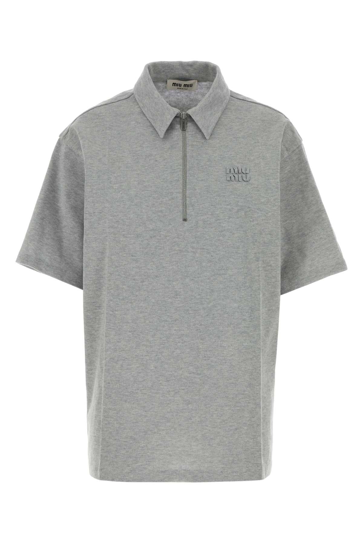 Cotton Blend Oversize Polo Shirt — Gray
