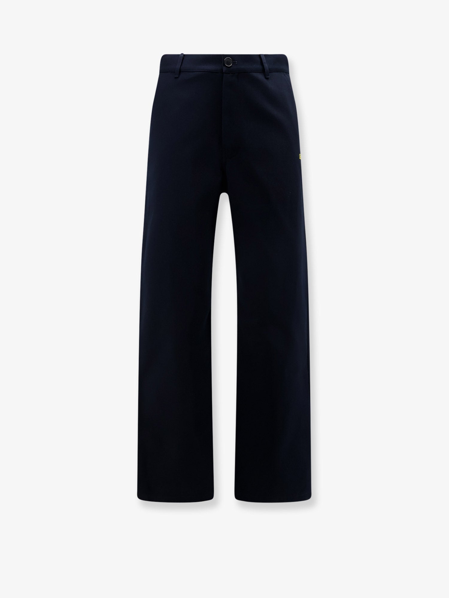 Embroidered Logo Cotton Denim Trousers — Blue