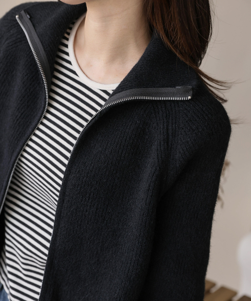 Two-way zip-up daily soft knit cardigan 3 colors