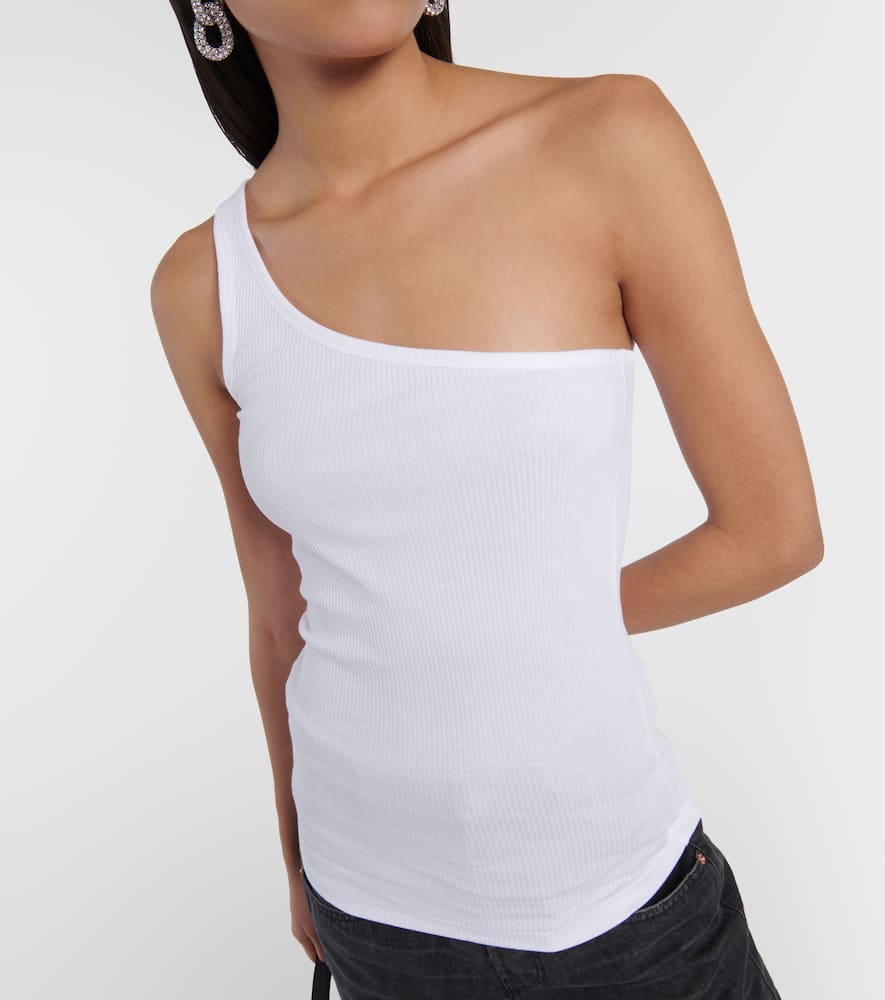 One-shoulder cotton tank top