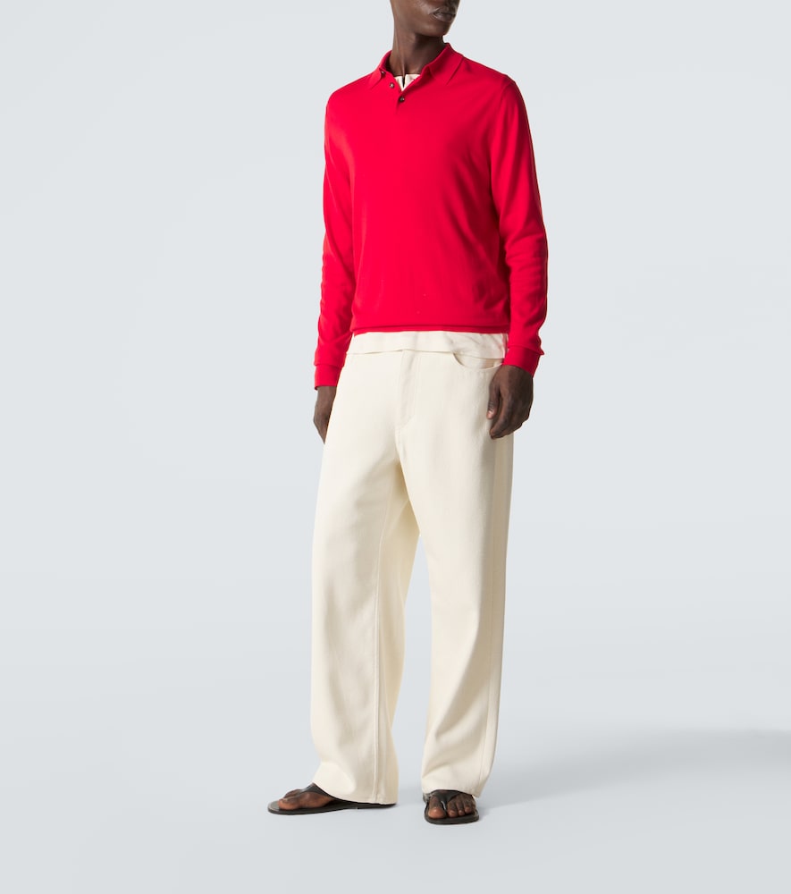 Silk denim wide-leg pants