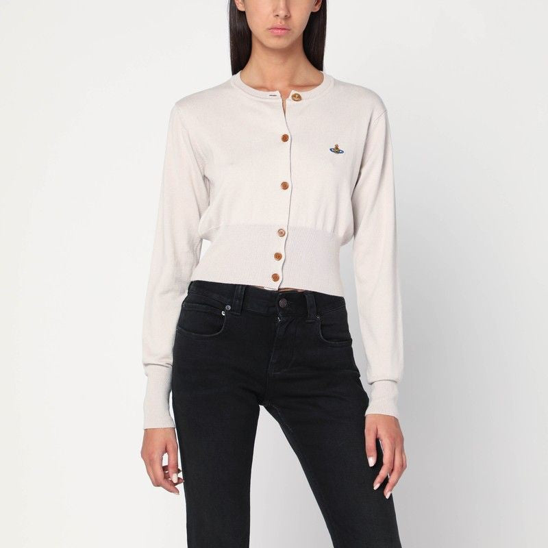 Embroidered-logo Crop-length Cardigan