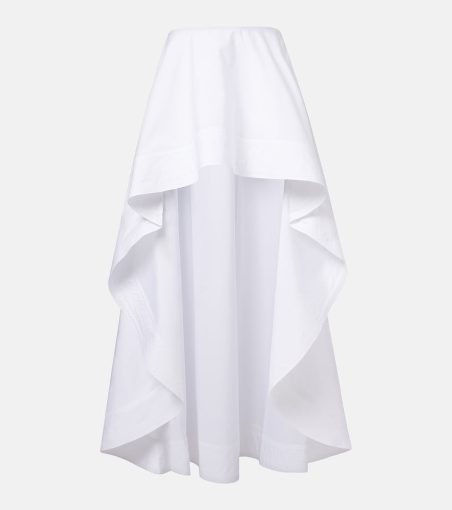 Asymmetric ruffled cotton poplin miniskirt