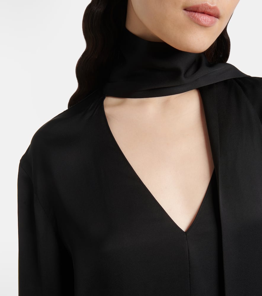 Scarf-detail silk blouse