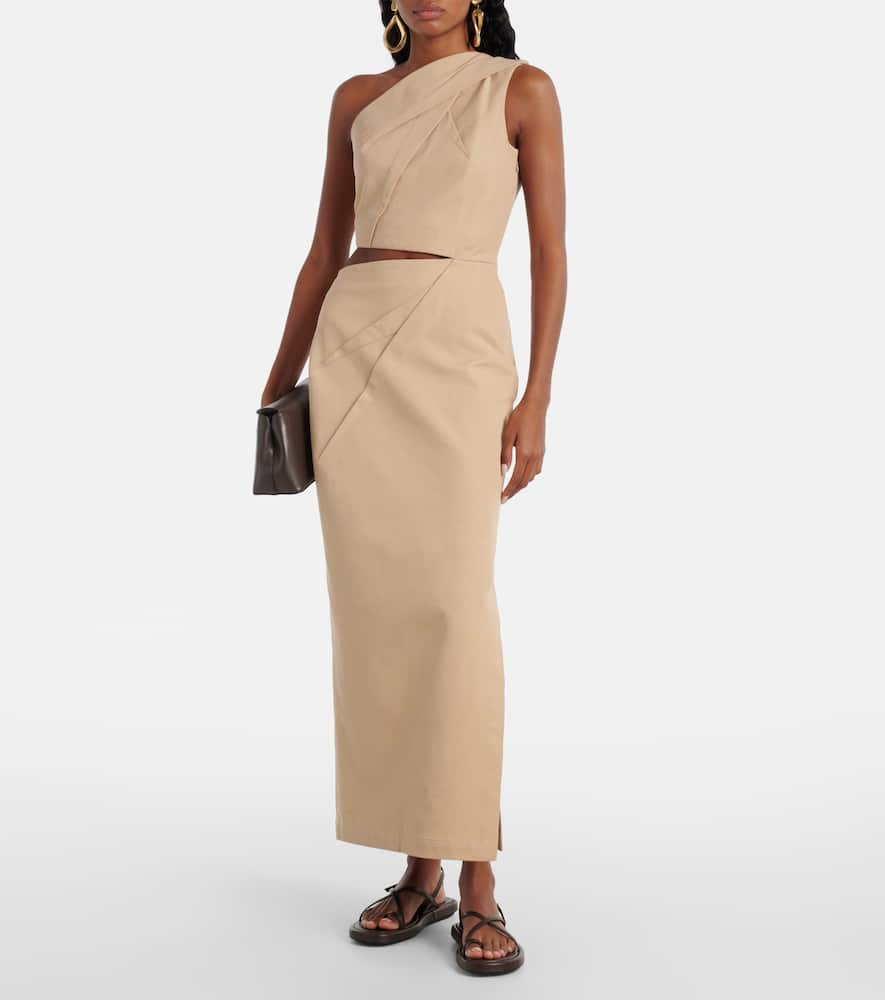Cutout cotton-blend twill maxi dress