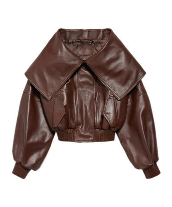 Wrap Collar Leather Jacket