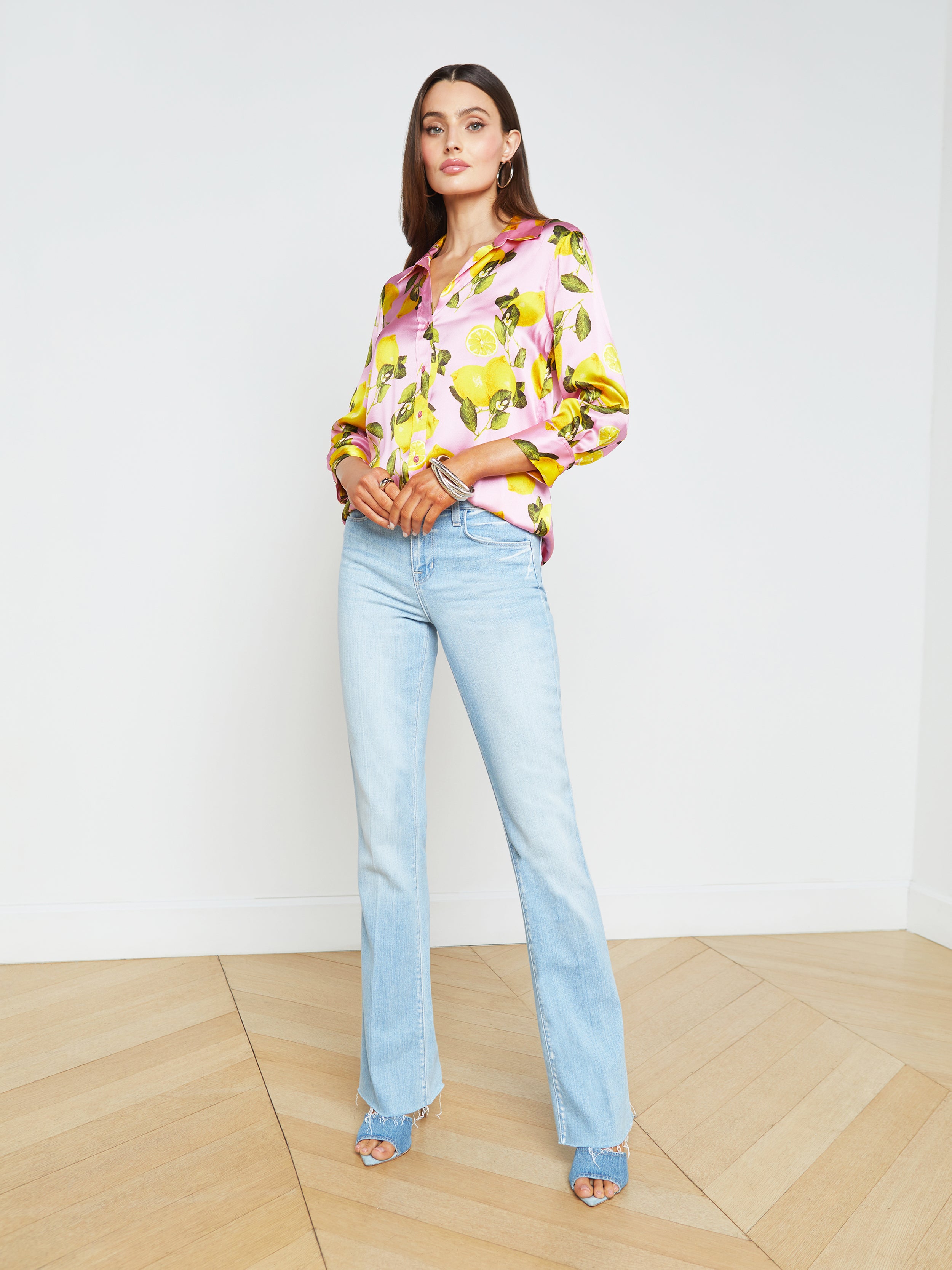 Dani Silk Blouse Top In Cotton Candy