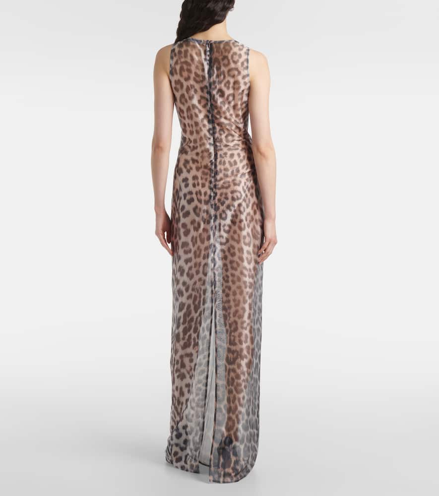 Crystal-embellished tulle maxi dress