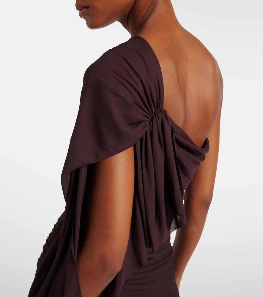 Gabri draped one-shoulder jersey midi dress