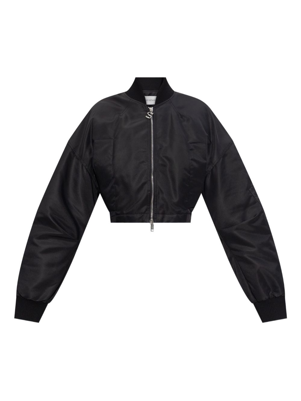 Cropped zip-fastening bomber jacket - Black