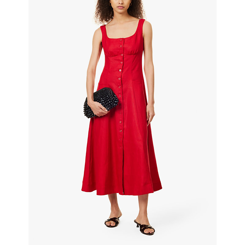 Womens Cherry Louisa Scoop-neck Linen Maxi Dress