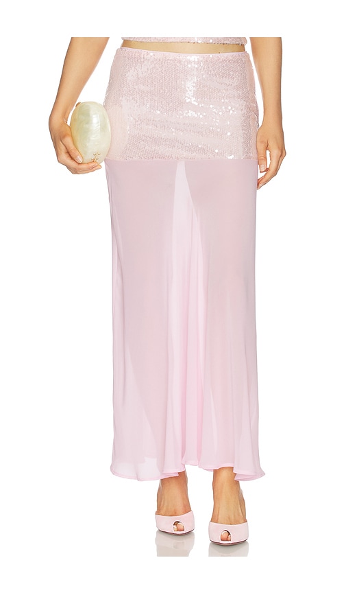 Runaway The Label Adeluna Sheer Bottom Maxi Skirt in Pink. - M also in L, S