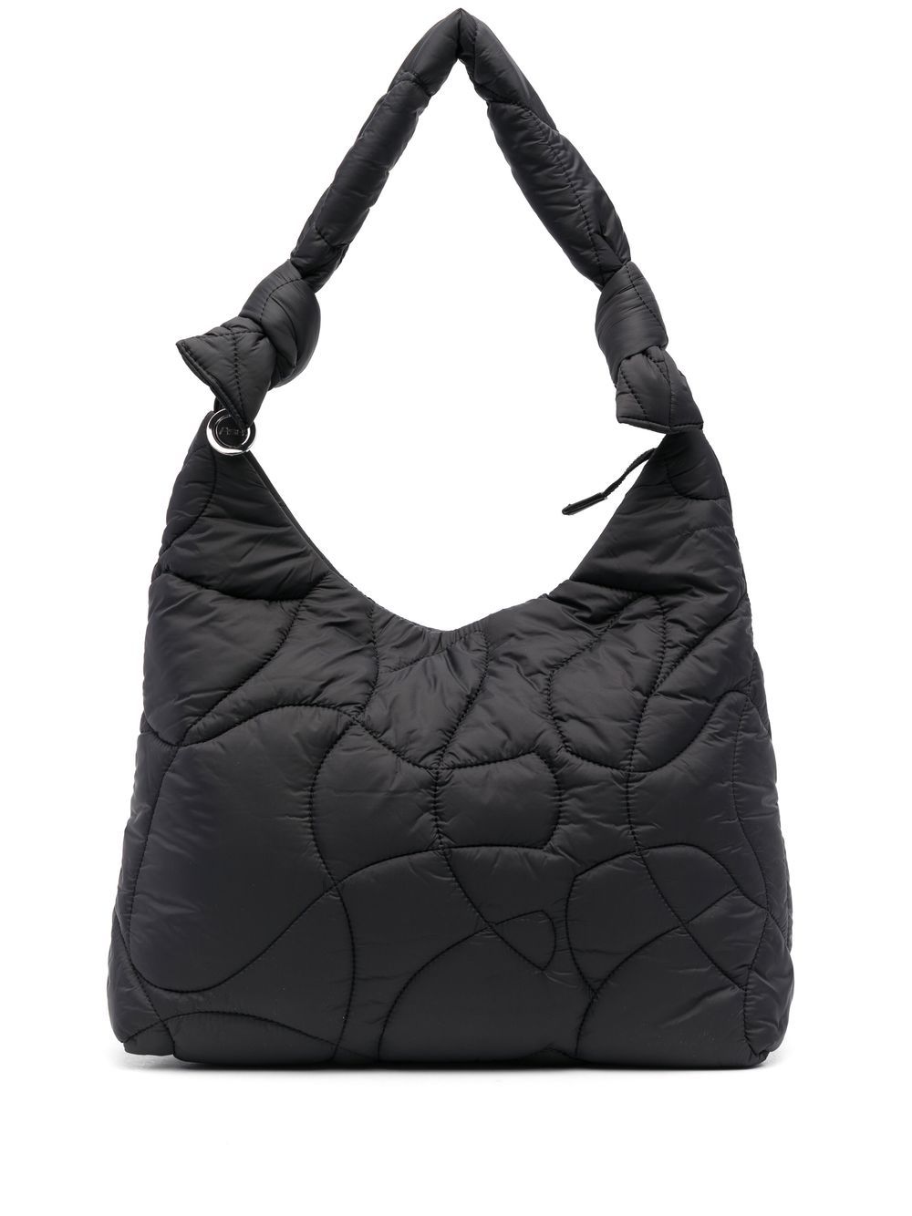 Asymmetric quilted-design shoulder bag - Black