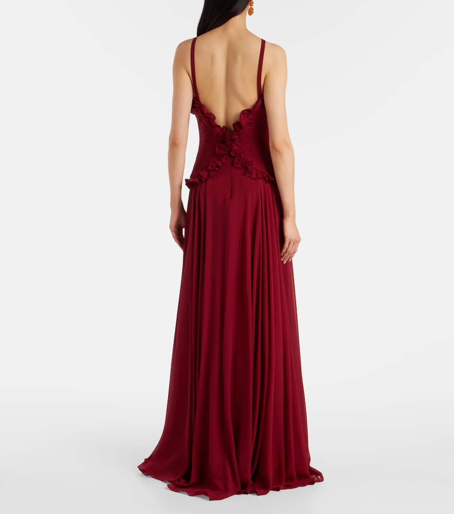 Ruffled silk georgette gown