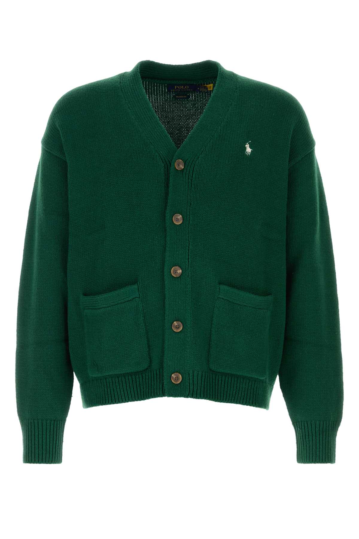 Cotton-Knit Cardigan — Green