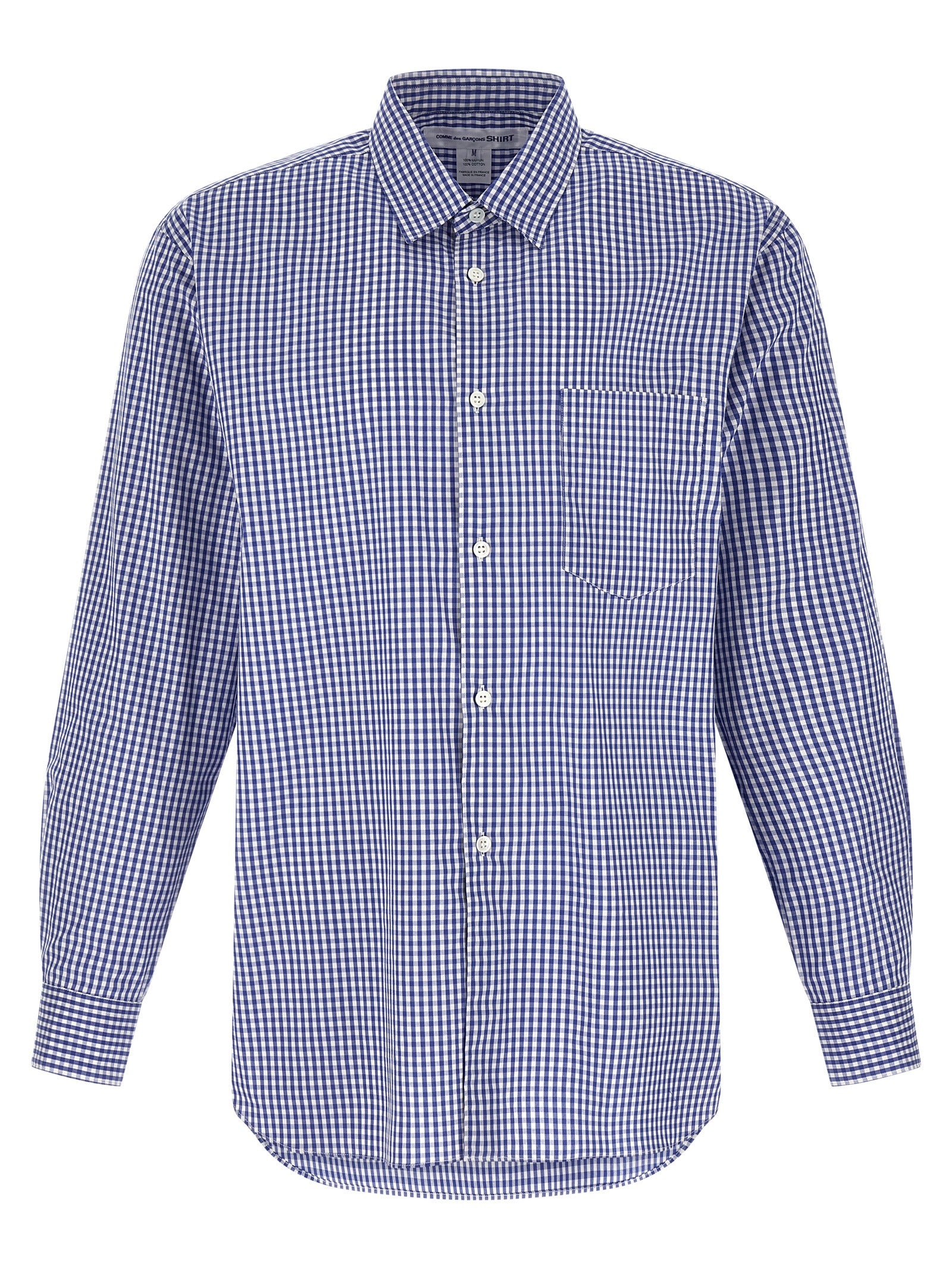 Blue Gingham Cotton Shirt — Blue