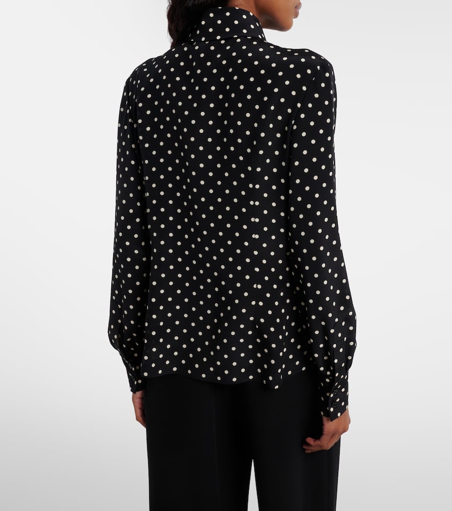 Bow-detail polka-dots silk shirt