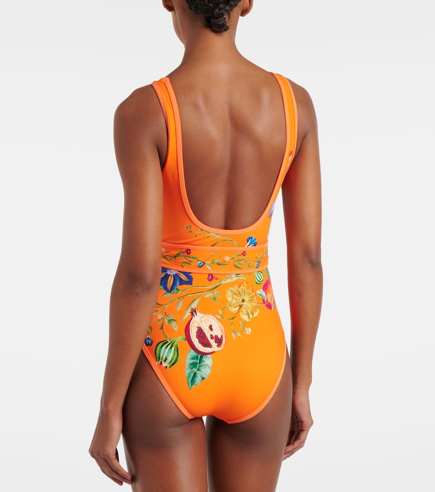 Alémais Flores printed belted swimsuit