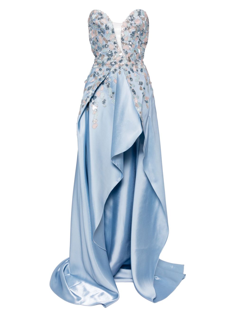 Sequin-embellished strapless dress - Blue