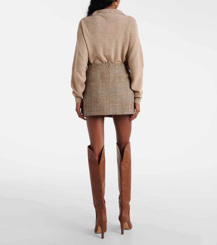 Herringbone wool-blend miniskirt