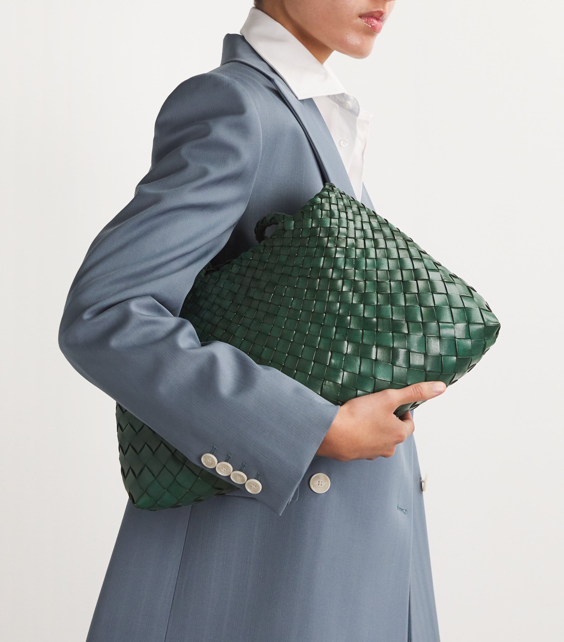 Large Leather Woven Santa Croce Tote Bag